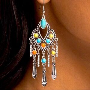 🟢🩵🟠 “NATURALLY VINTAGE” MULTI EARRING ~ PAPARAZZI❗️ STUNNING❗️🟠🩵🟢